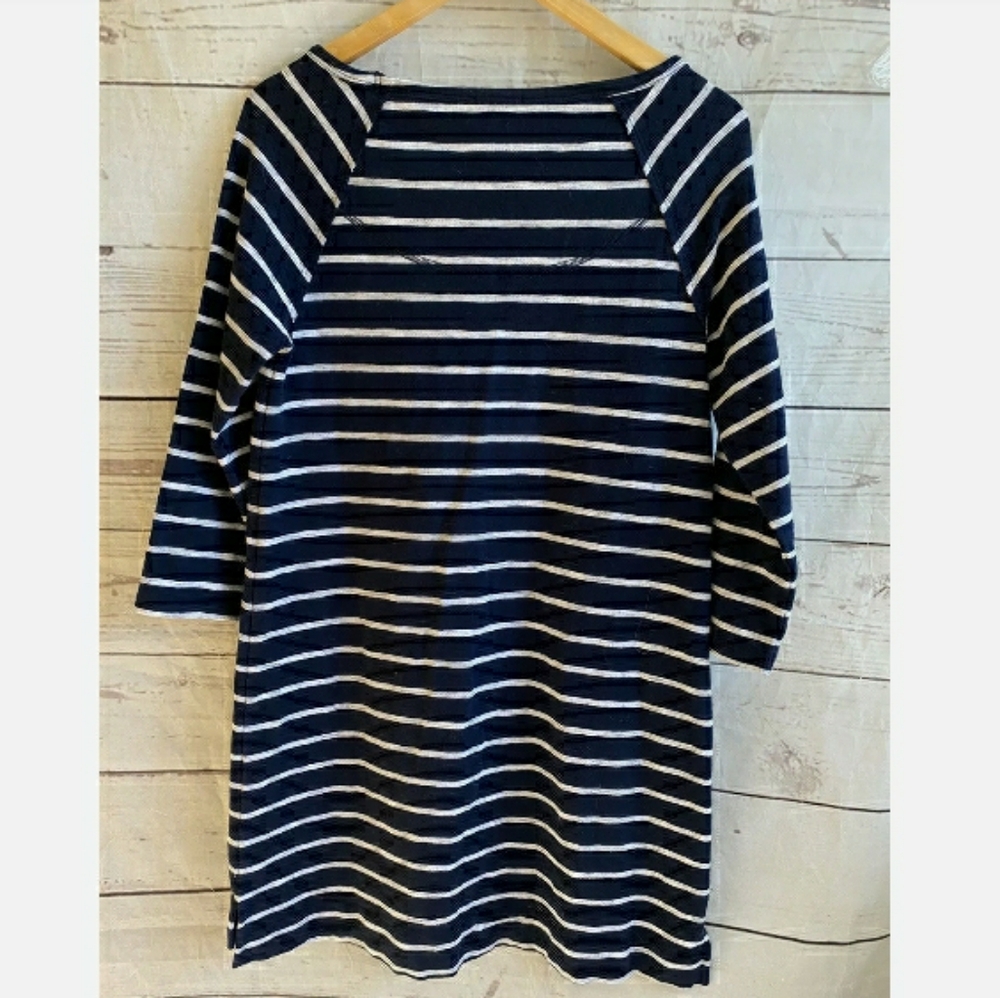 Lilla P French Terry 3/4 Sleeve Shift Navy Dress
